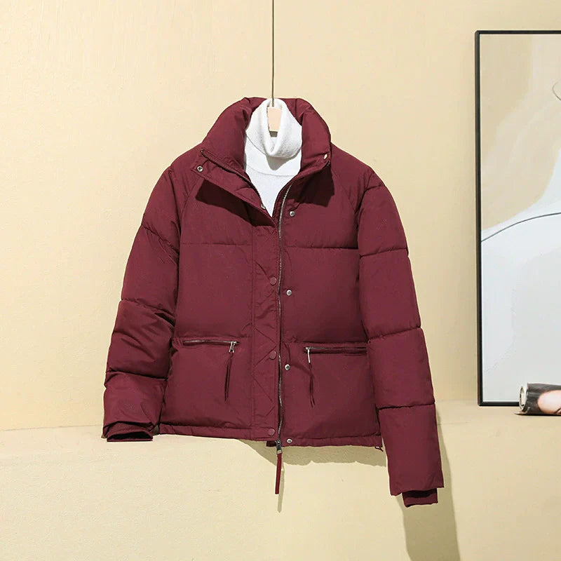 Damen Pufferjacke Gesteppt Isoliert Boxy Fit Schwarz - Norvielle