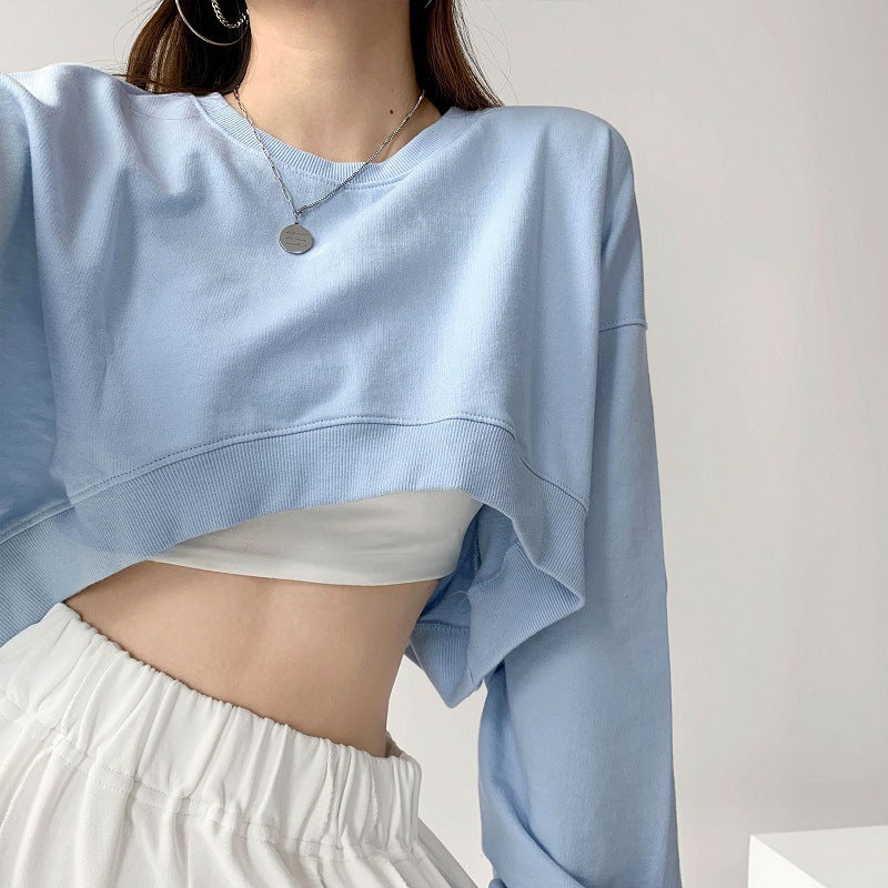 Damen Cropped Sweatshirt Norvielle Kapuzenlos