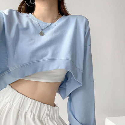 Damen Cropped Sweatshirt Norvielle Kapuzenlos