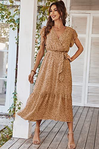 Damen Maxikleid V-Ausschnitt Schwingrock Norvielle