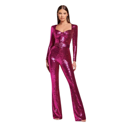 Damen Einteiler Outfit Glitzernd Tailliert