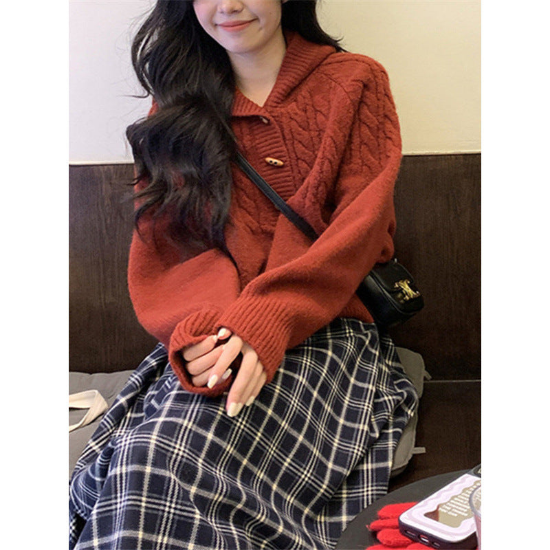 Damen Strickpullover Großkragen Norvielle