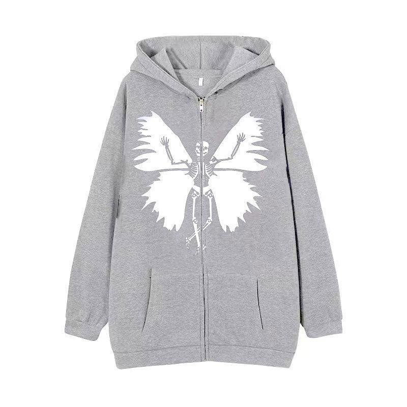 Damen Hoodie Skelett Schmetterling Motiv Norvielle