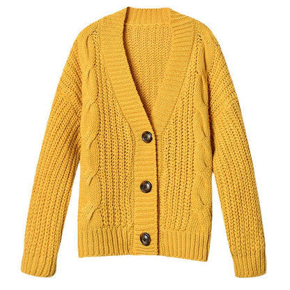 Damen Cardigan V-Ausschnitt Grobstrick Norvielle