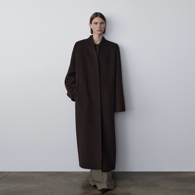 Damen Trenchcoat Wollmix Oversized Schwarz - Norvielle