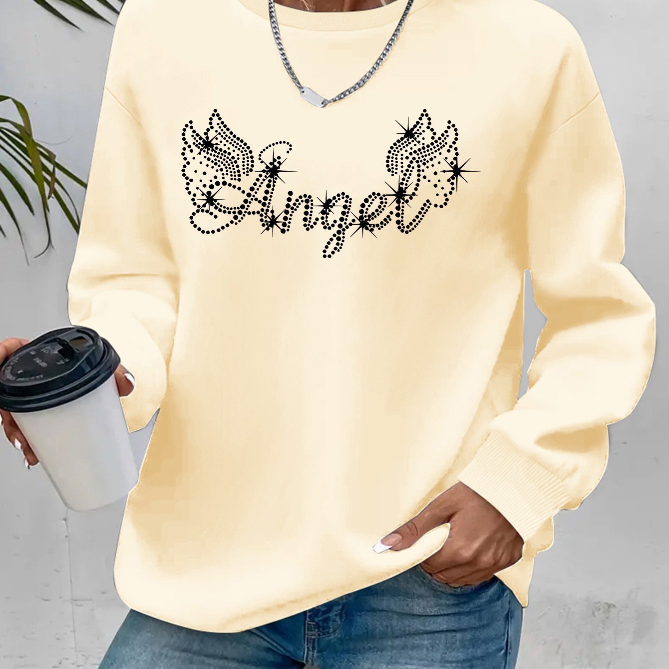 Damen Sweatshirt Glitzernd Lässig Norvielle