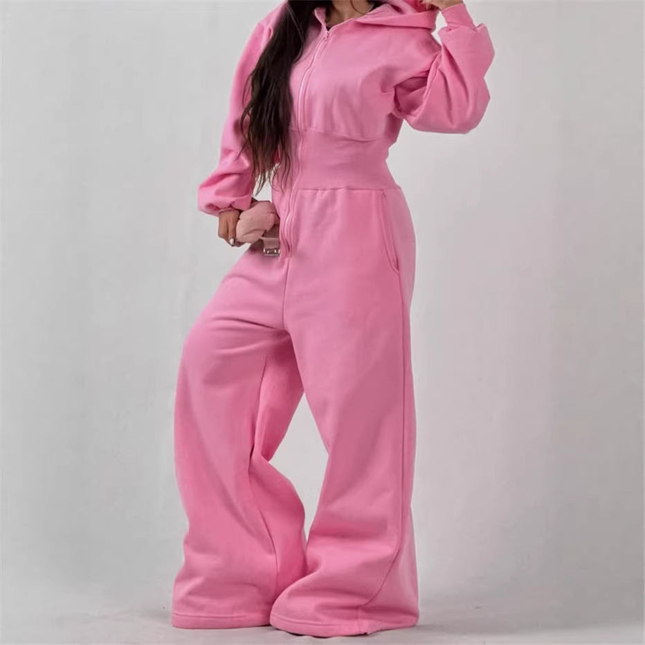 Damen Jumpsuit Kapuze Weites Bein Norvielle - Norvielle