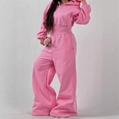 Damen Jumpsuit Kapuze Weites Bein Norvielle - Norvielle