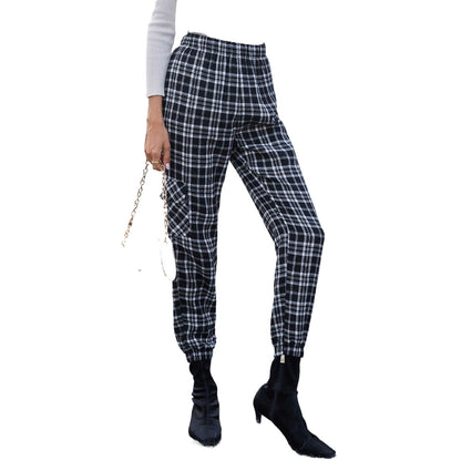 Damen Karohose Elastischer Bund Bequem Norvielle