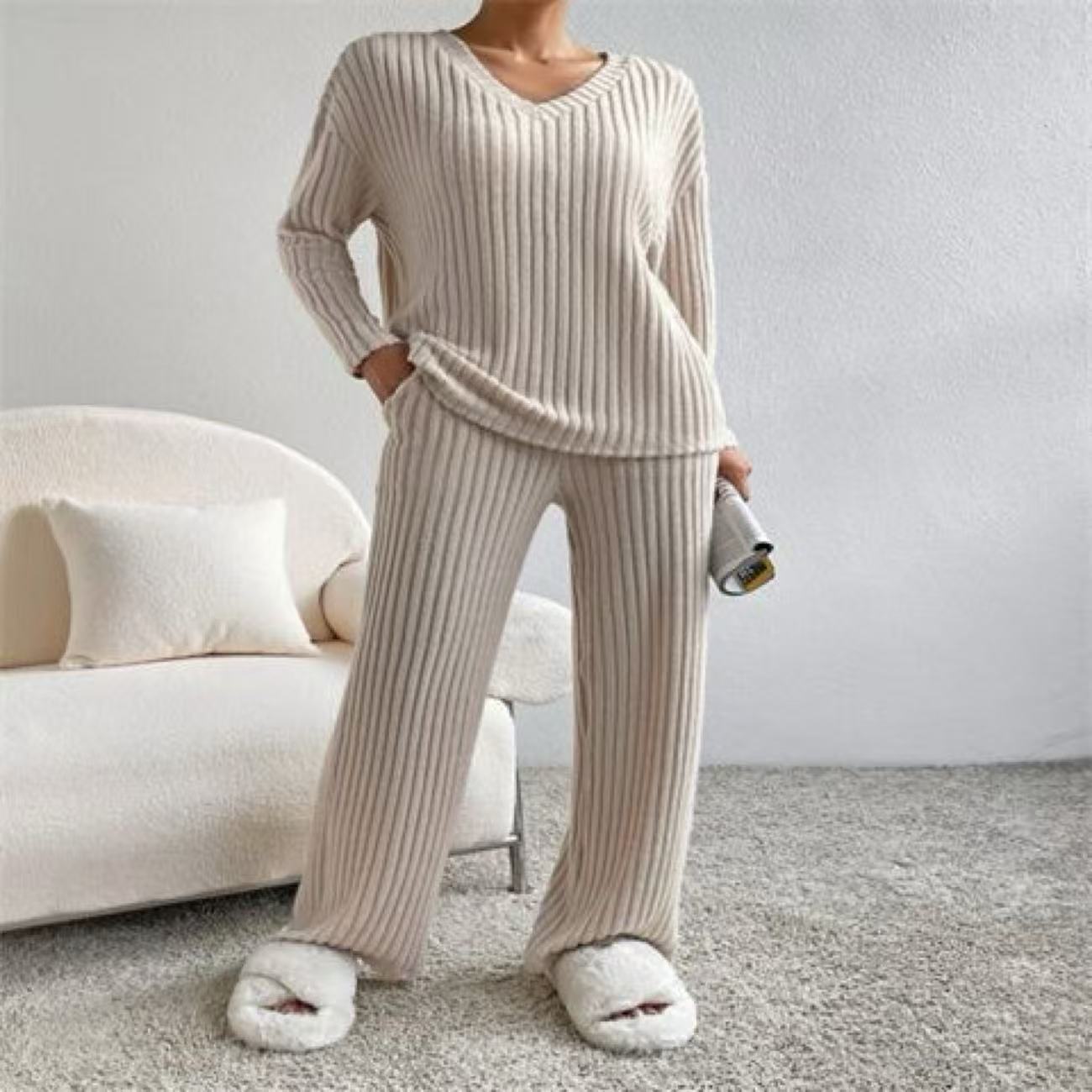 Damen Strick-Loungewear-Set Kuschelig Norvielle