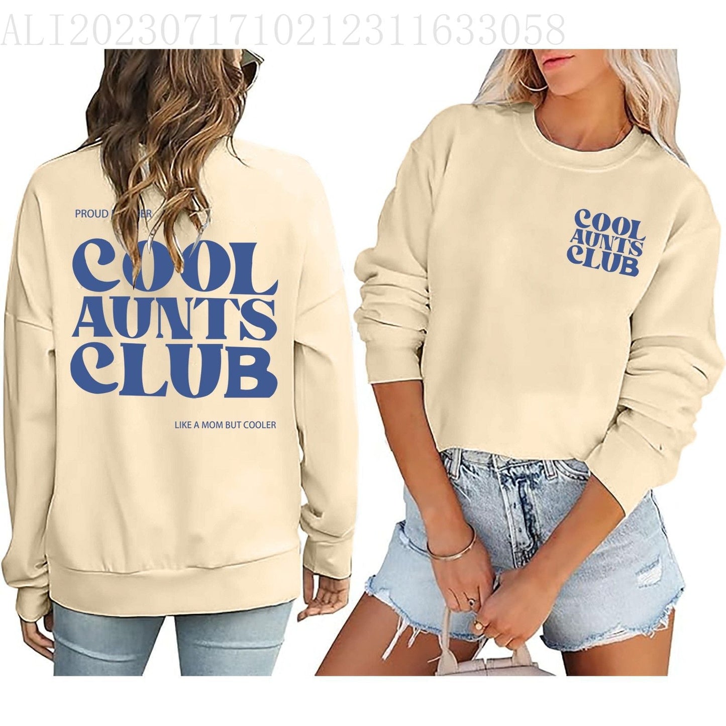 Damen Sweatshirt Club-Motiv Norvielle Baumwolle