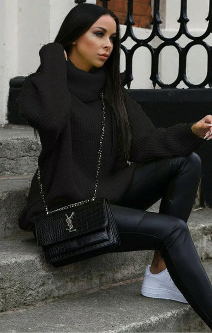 Damen Strickpullover Rollkragen Hochgeschlossen Norvielle
