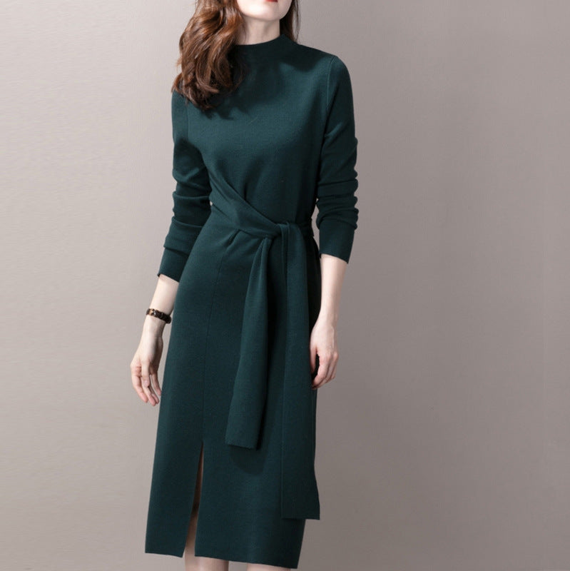 Damen Wickelkleid Rippdetails Seitenschlitz Norvielle