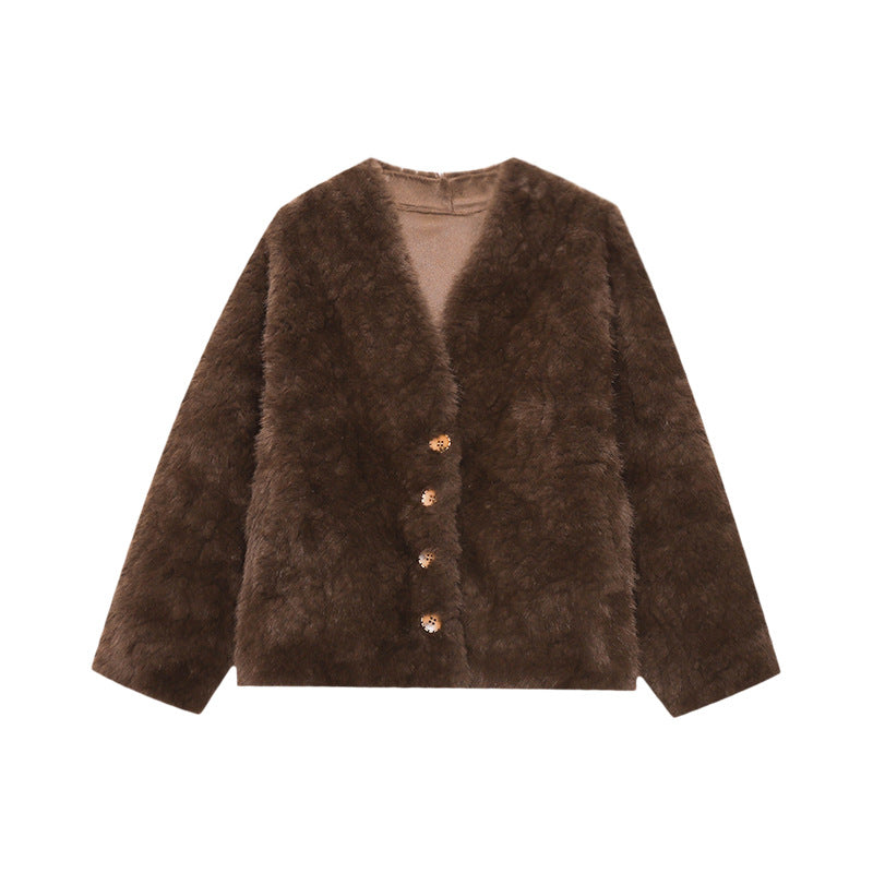 Damen Fleecejacke Knöpfe Norvielle