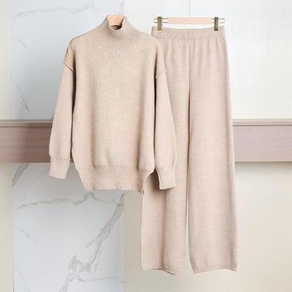 Damen Strickpullover Hochkragen Weite Passform