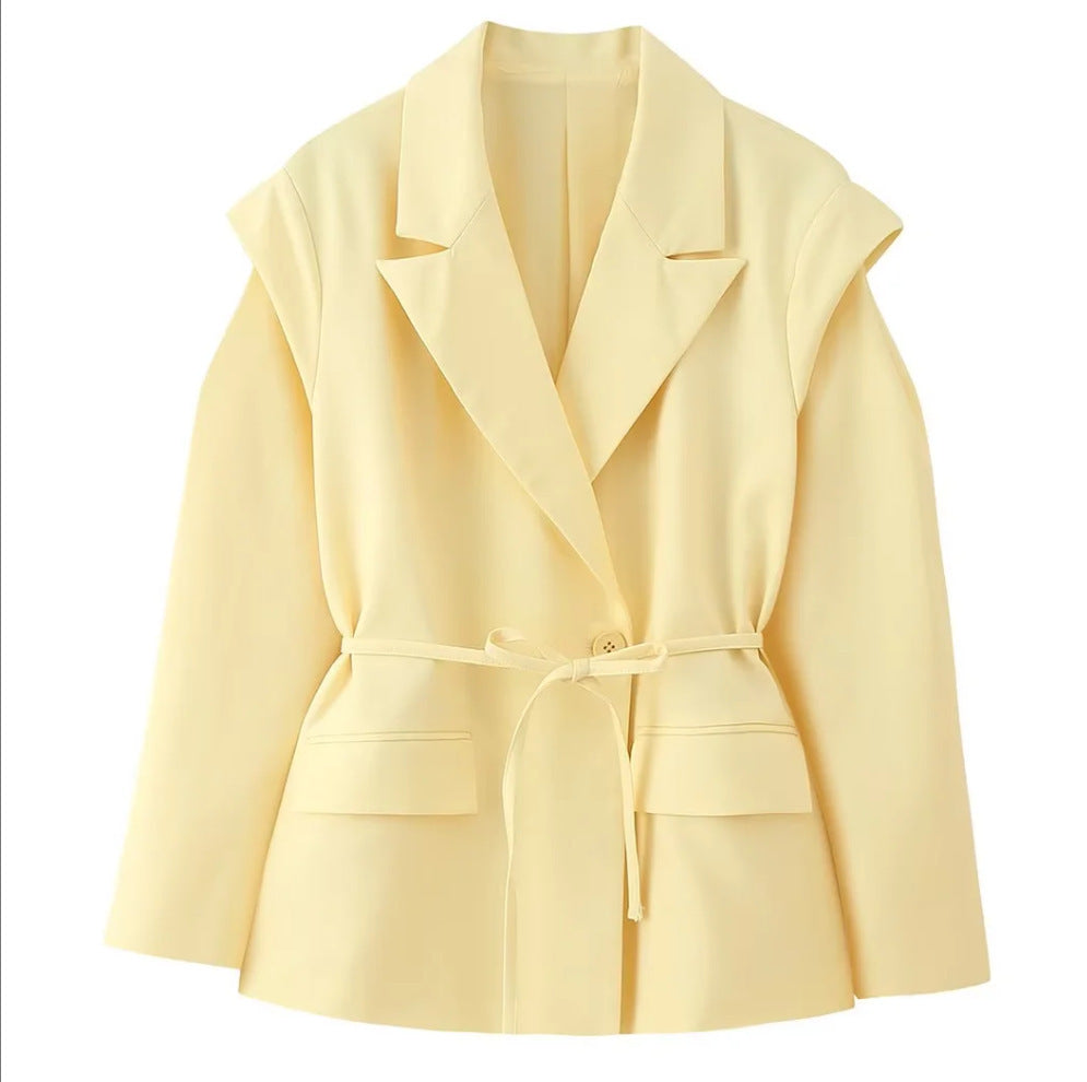 Damen Blazerjacke Tailliert Bindegürtel Norvielle