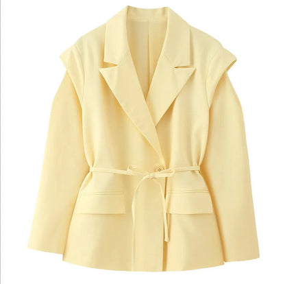 Damen Blazerjacke Tailliert Bindegürtel Norvielle