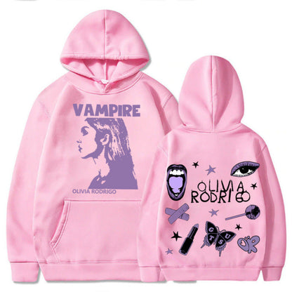 Damen Oversized Kapuzenpullover Vampir-Print