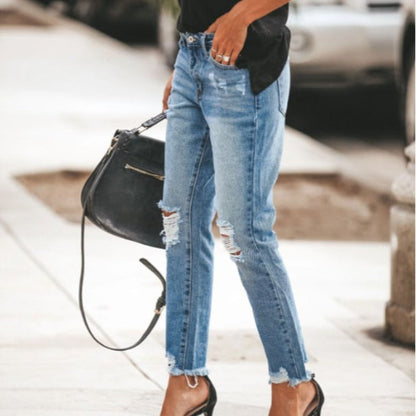 Damen Destroyed Jeans Trendiger Schnitt