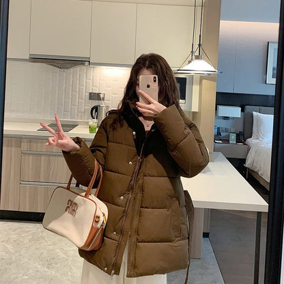 Damen Winterjacke Gesteppt Hochkragen Seiten-Taschen