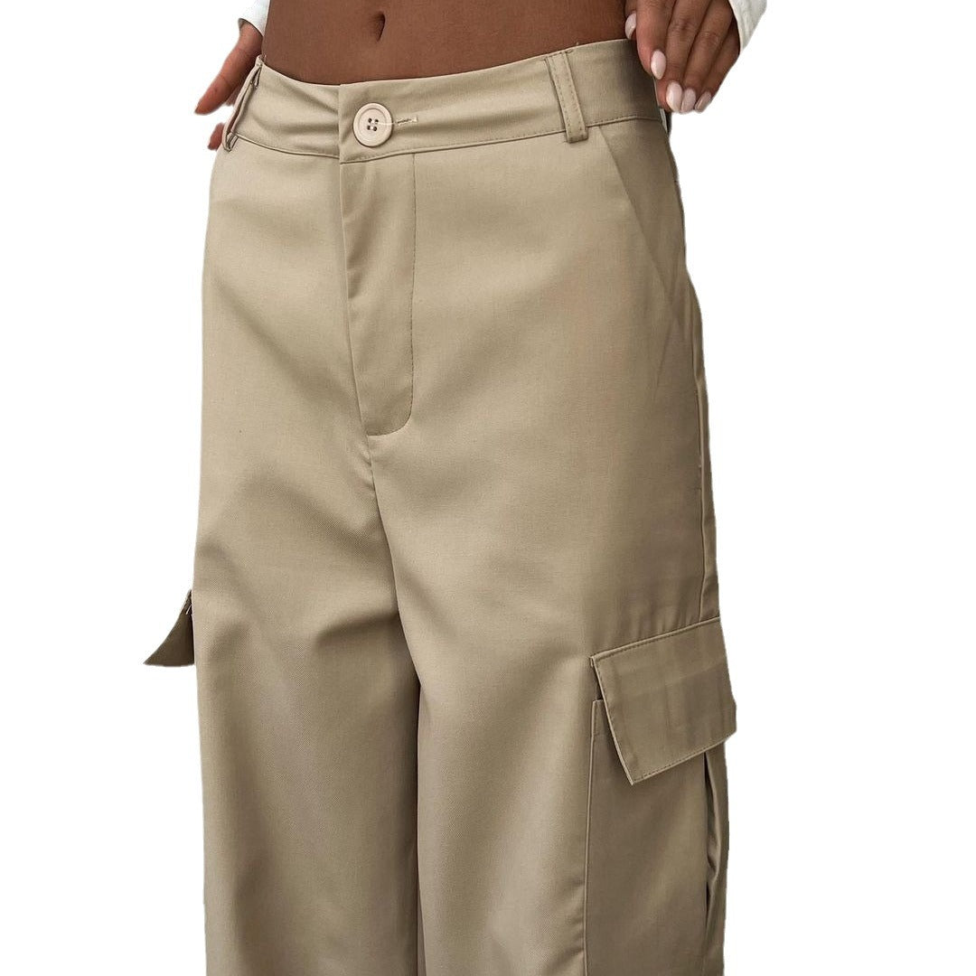 Damen Cargo-Hose Lässiger Schnitt Praktische Seitentaschen Beige
