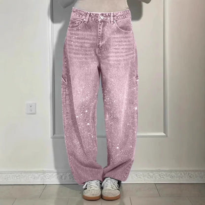 Damen Baggy-Jeans Glitzer Effekt Norvielle