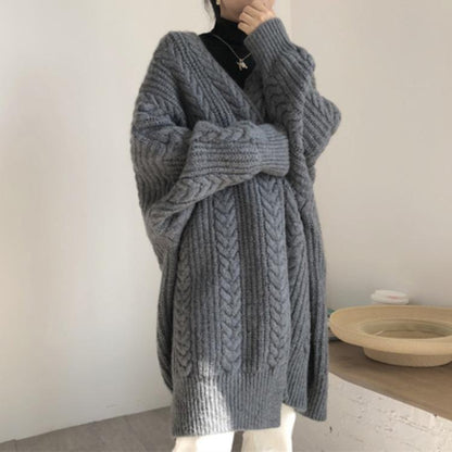 Damen Strickjacke Zopfmuster Weitschnitt Norvielle