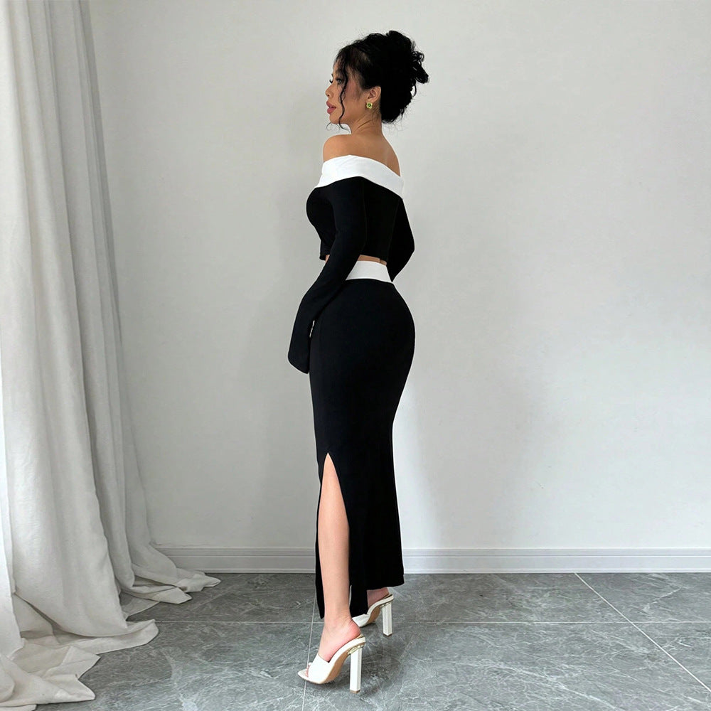 Damen Off-Shoulder Crop- Set mit Maxirock Norvielle