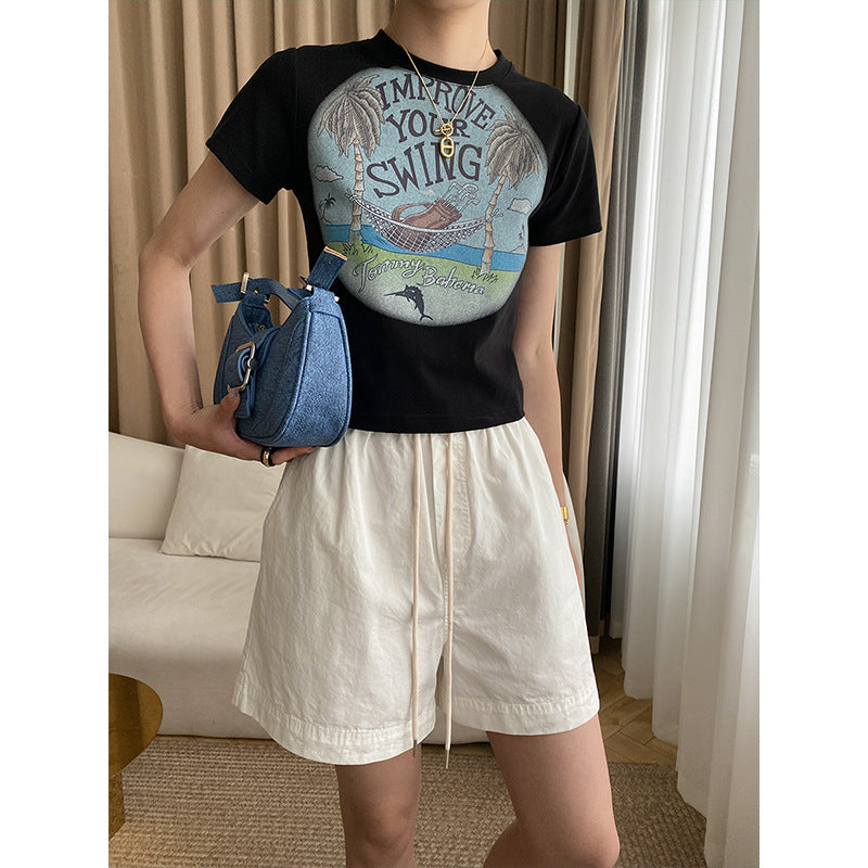 Damen T-Shirt und Shorts Set mit Grafiken Norvielle