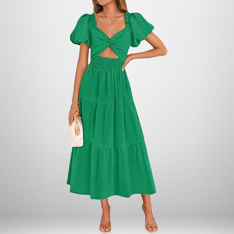 Damen Midi-Kleid Elastisch Floralmuster Norvielle