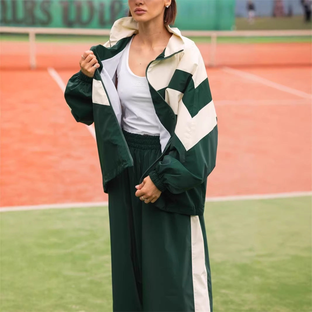Damen Sportwindbreaker Hochgeschlossener Kragen Trendige Farben