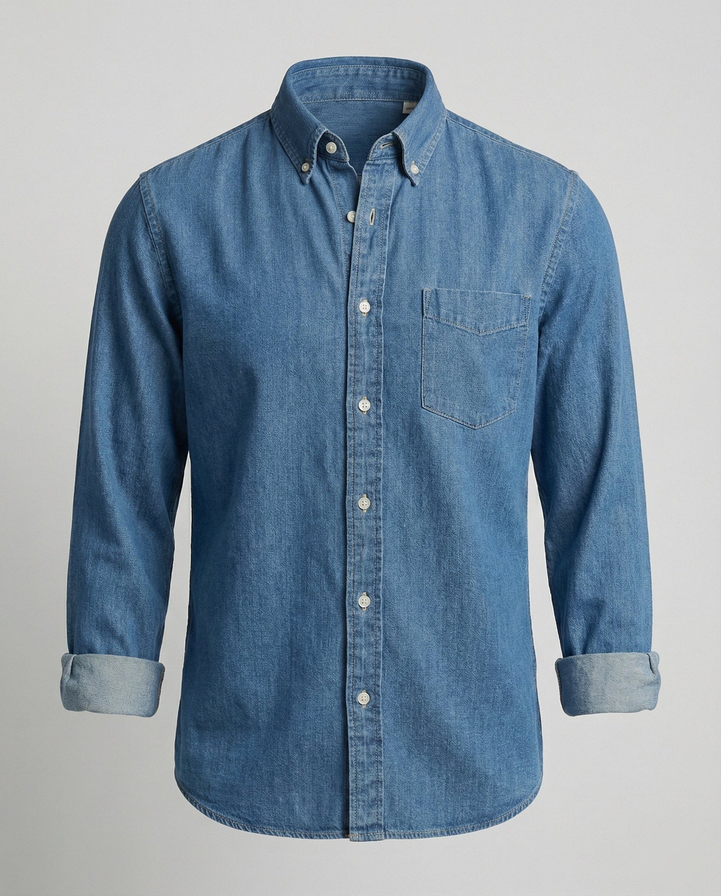 Herren Langarmhemd Jeans Regular Fit Blau - Norvielle
