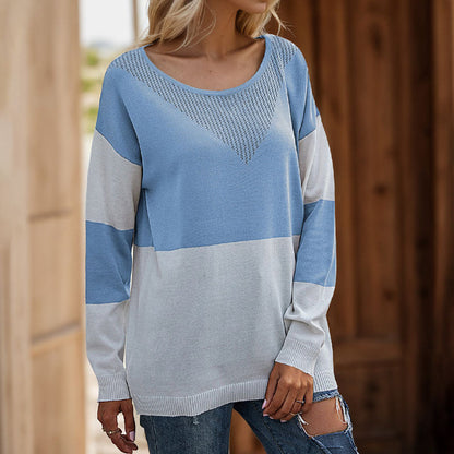 Damen Strickpullover Norvielle Rundhals Blockdesign