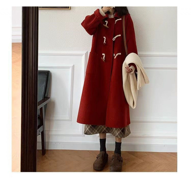 Damen Dufflecoat Praktische Taschen Dekorative Holzknebel Norvielle