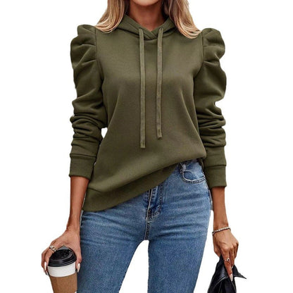Damen Kapuzenpullover Puffärmel Gemütlicher Schnitt Norvielle