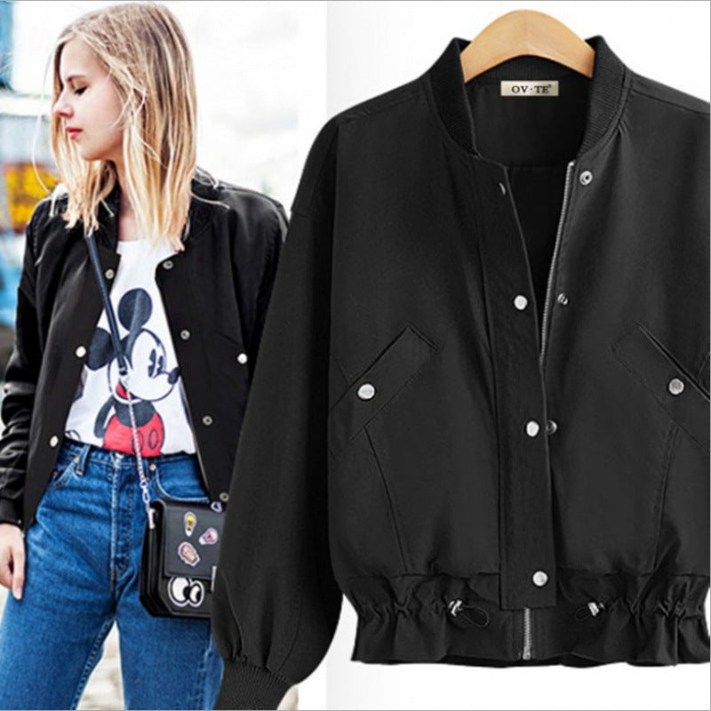 Damen Freizeitjacke Elastischer Bund Praktische Taschen