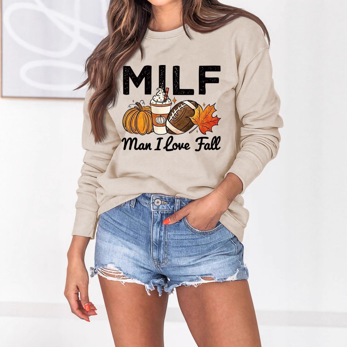 Damen Sweatshirt Herbstmotiv Inspirierender Schriftzug Norvielle - Norvielle