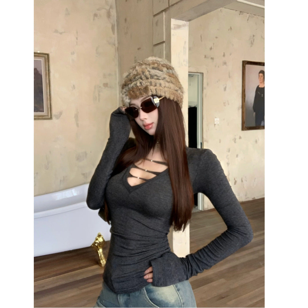 Damen Langarmshirt Cut-Out-Design Figurfreundlich Norvielle