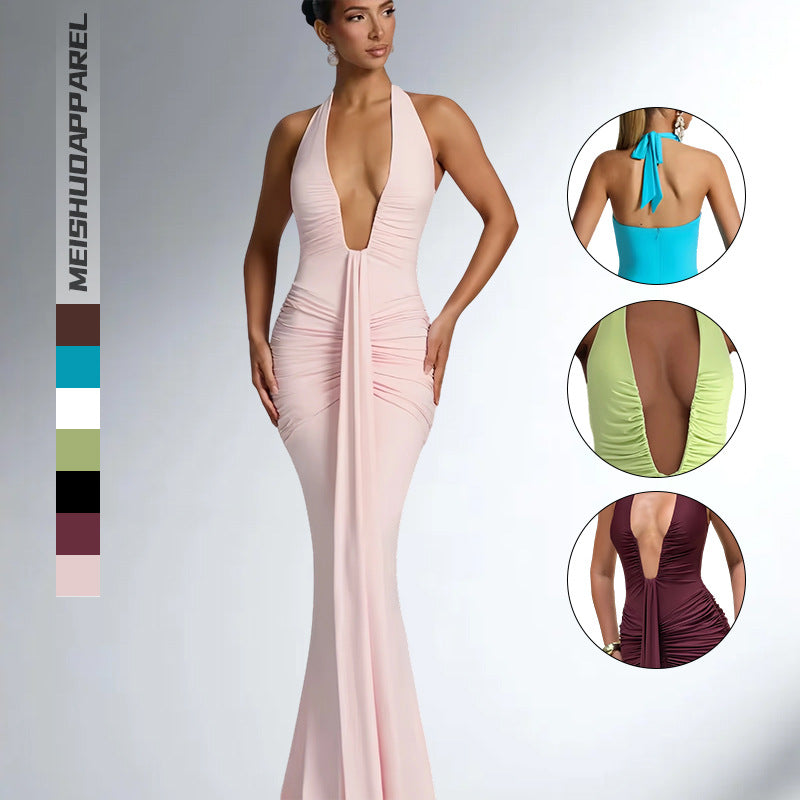 Damen Wickelkleid Elegantes V-Ausschnitt Fließender Rock Norvielle - Norvielle