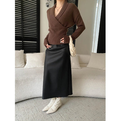 Damen Wickelpullover V-Ausschnitt Weich Norvielle