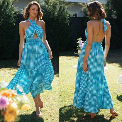 Damen Maxikleid Wickeloberteil Rüschen Saum Norvielle - Norvielle