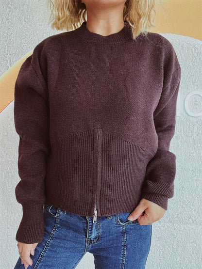 Damen Pullover Strukturiert Reißverschluss Locker Norvielle