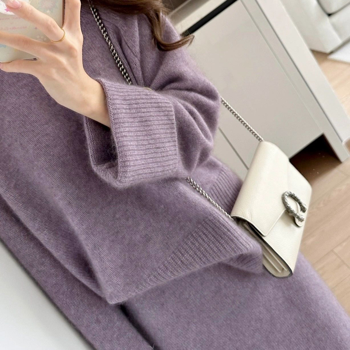 Damen Grobstrickpullover Lässiger Schnitt Stehkragen Beige - Norvielle