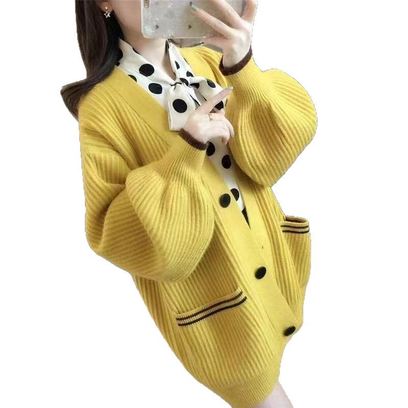 Damen Strickjacke Mit Taschen Dekorativen Knöpfen Norvielle