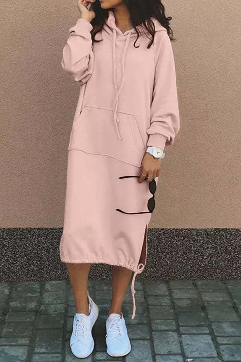 Damen Hoodie-Kleid Eingrifftaschen Regulierbarer Saum Norvielle
