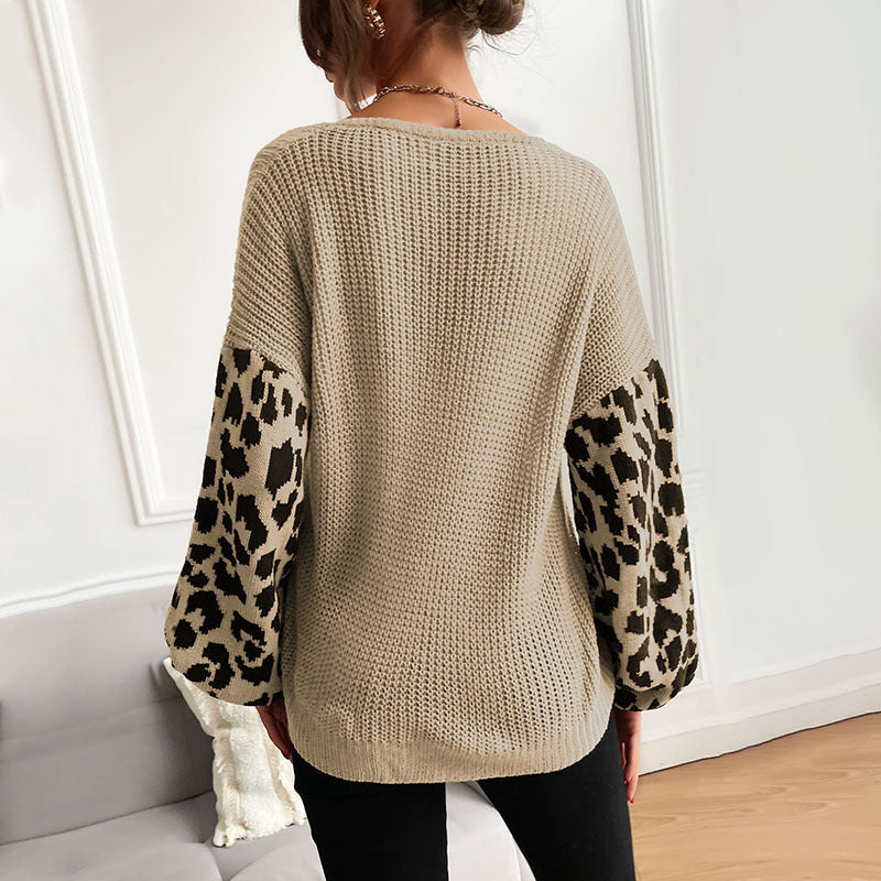Damen Strickpullover mit Tiermuster Ärmel Norvielle