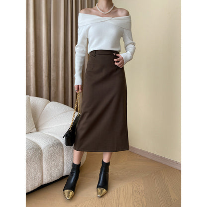 Damen Midirock Moderner Schnitt Hohe Taschen Norvielle