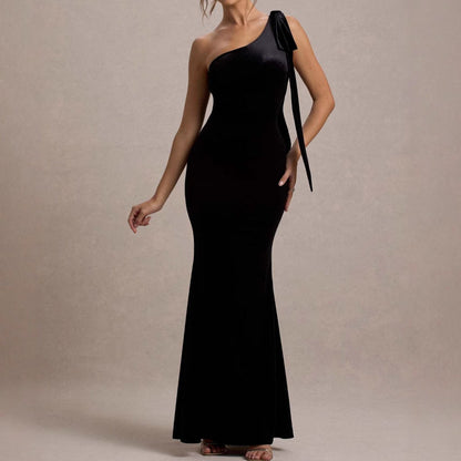 Damen Maxikleid Schulterfrei schmal Schwarz Norvielle - Norvielle