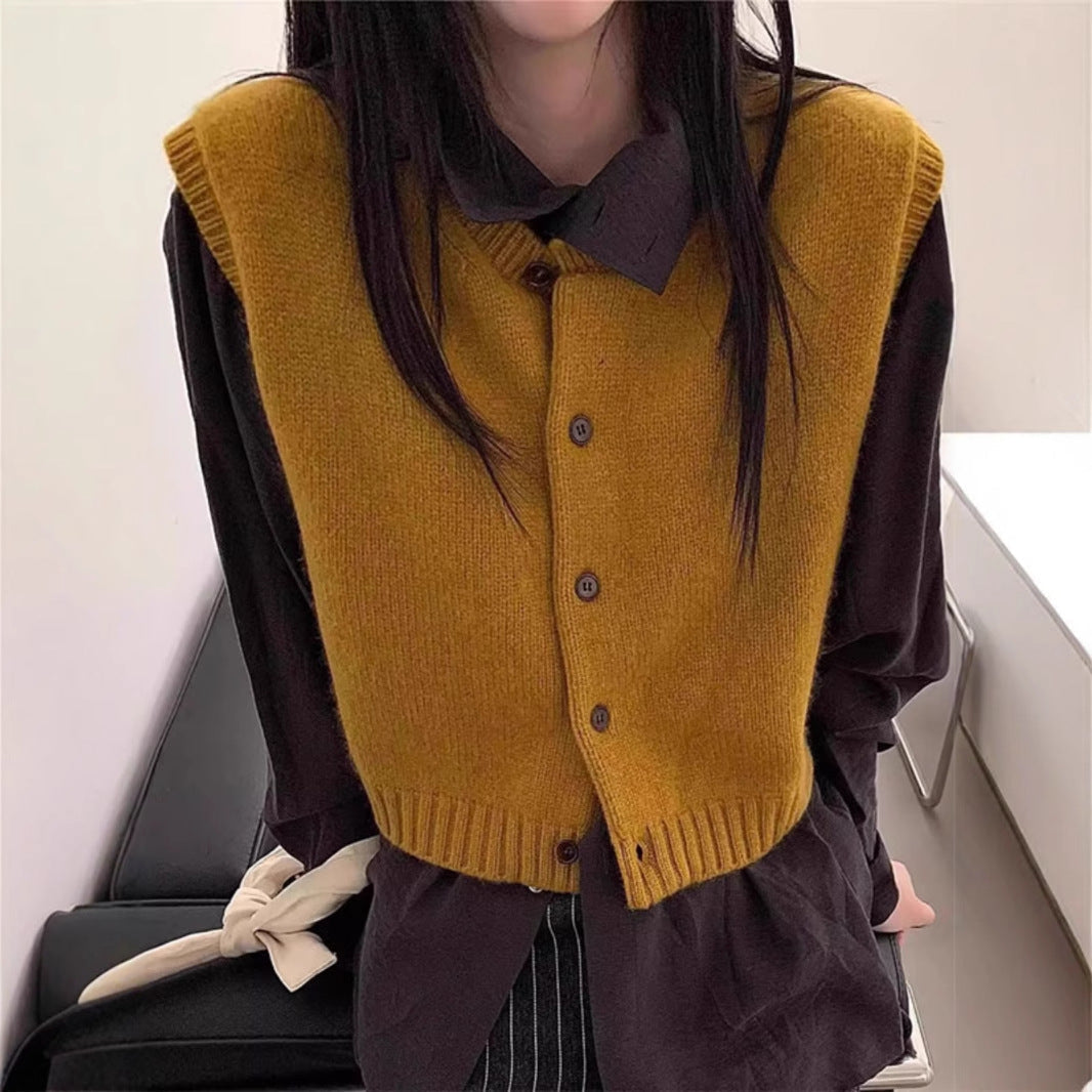 Damen Strickweste Knopfdetail Moderner Schnitt Norvielle