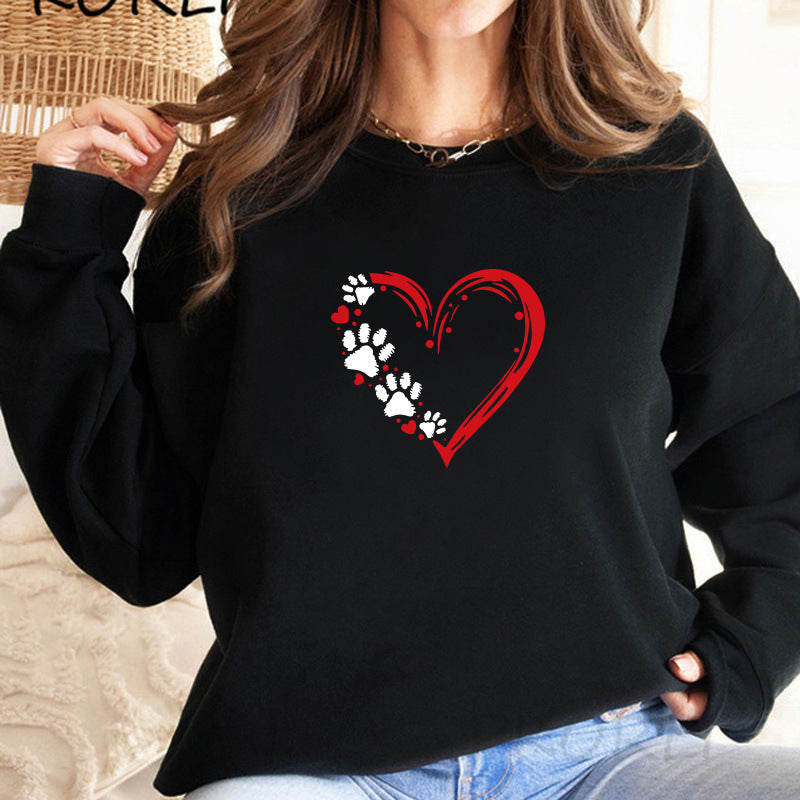 Damen Sweatshirt Herz Pfotendesign Norvielle - Norvielle